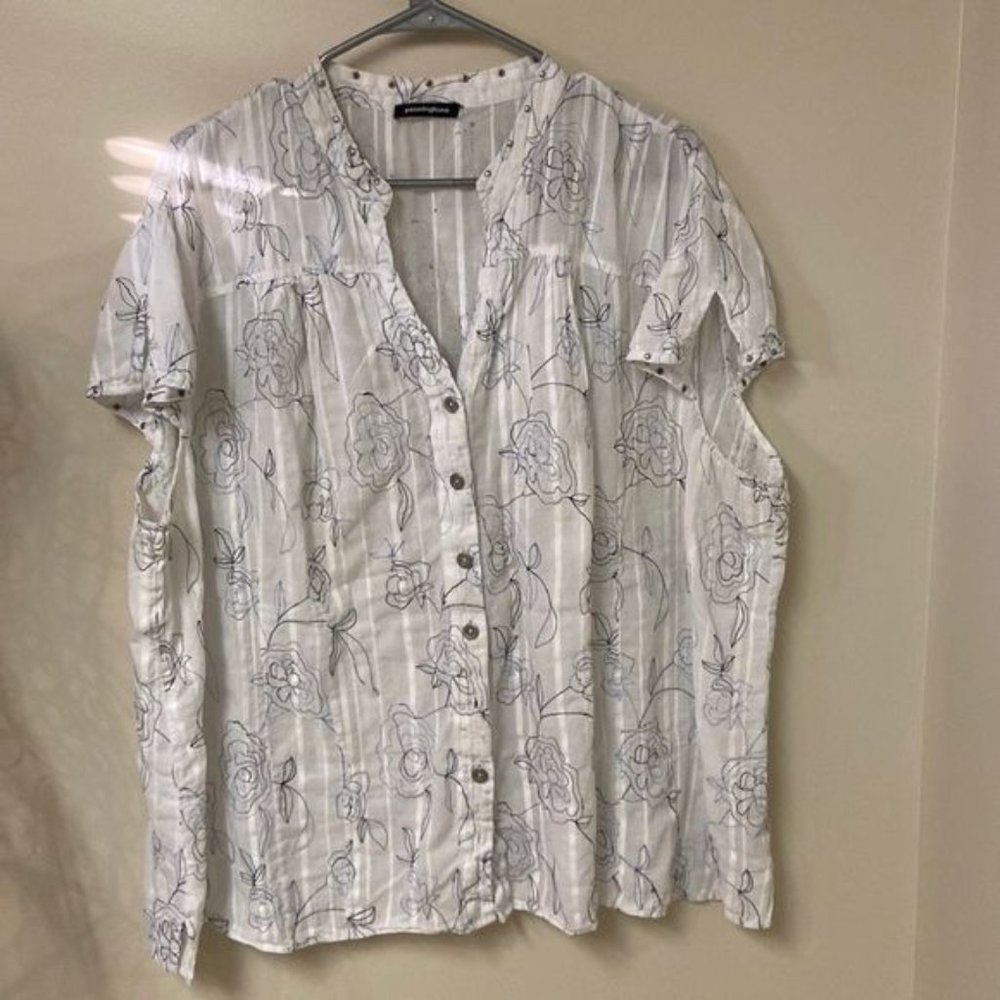 PENNINGTONS, 100% Cotton Short Sleeve Top with Embellishments